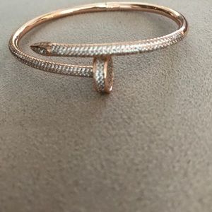 Luxury 18K Rose Gold Plated Nail Bracelet, diamond